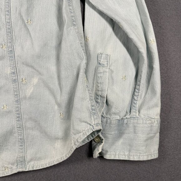 Talbots Shirt Womens 14 Button Down Embroidered Fleur De Lis Long Sleeve Blouse - Picture 3 of 11